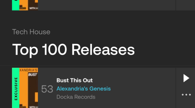Alexandria’s Genesis “Bust This Out” w/ J-Break remix charting on the Beatport Release & Track charts